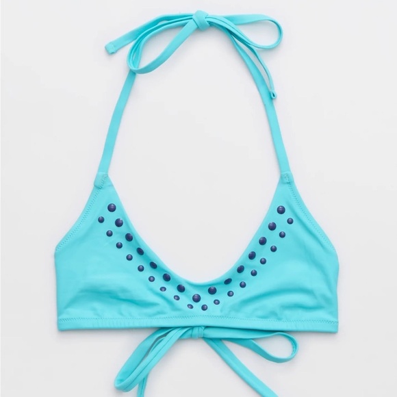 Aerie • NWY Blue Voop Studded Women's Bikini Top - Picture 1 of 9